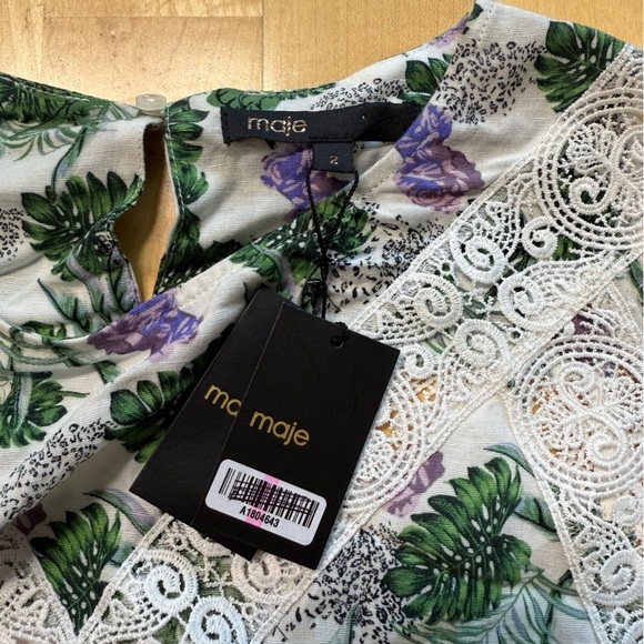Maje Green and Purple Floral Blouse NWT - Picture 5 of 6